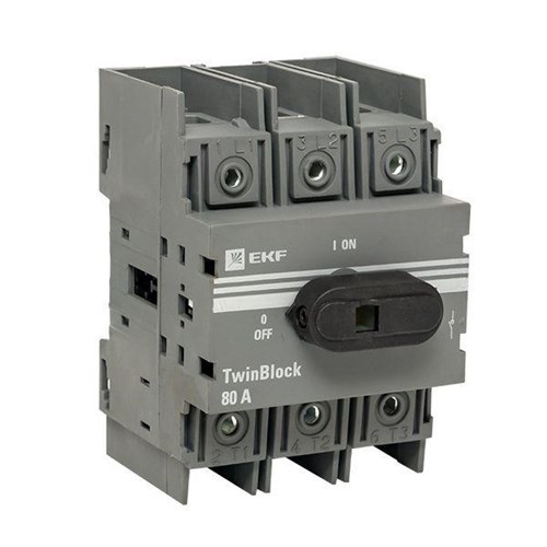 Рубильник 3п 80А с рукояткой управления для прямой установки TwinBlock PROxima EKF tb-80-3p-f 453335 - фото 16766225