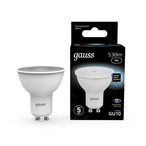 Лампа светодиодная Black 5Вт MR16 софит 4100К нейтр. бел. GU10 530лм GAUSS 101506205 450088 - фото 16766230