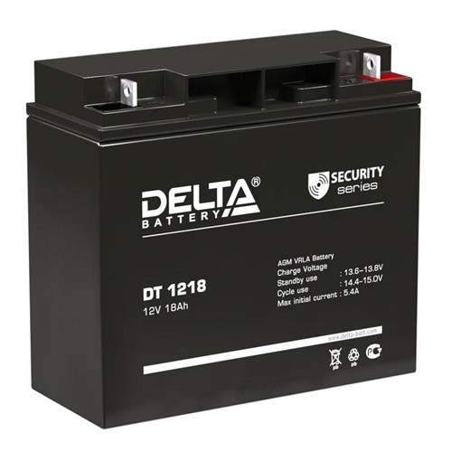 Аккумулятор ОПС 12В 18А.ч Delta DT 1218 431284 - фото 16766285