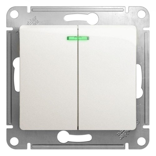 Выключатель 2-кл. СП Glossa 10А IP20 (сх. 5а) 10AX с подсветкой механизм перламутр. SE GSL000653 1180358 - фото 16766351