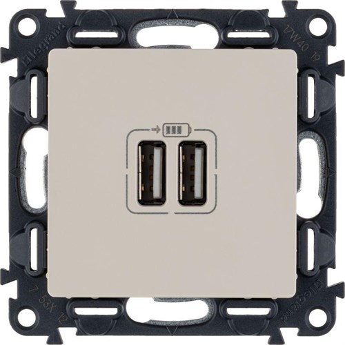 Розетка USB 2-м Valena Life 240В/5В 1500мА с лицев. панелью механизм сл. кость Leg 753512 414158 - фото 16766355