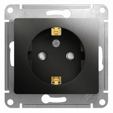 Розетка 1-м СП 1мод. Glossa 16А IP20 с заземл. защ. шторки механизм антрацит SE GSL000745 400317 - фото 16766450