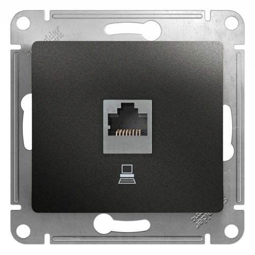 Розетка компьютерная 1-м Glossa RJ45 кат.5E механизм антрацит SE GSL000781K 400325 - фото 16766458