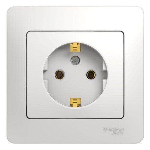 Розетка 1-м СП Glossa 16А IP20 с заземл. в сборе бел. SE GSL000142 275152 - фото 16766637