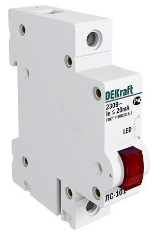 Лампа сигнальная ЛС-101 на DIN-рейку 1p красн. LED DEKraft 18002DEK 1113531 - фото 16766648