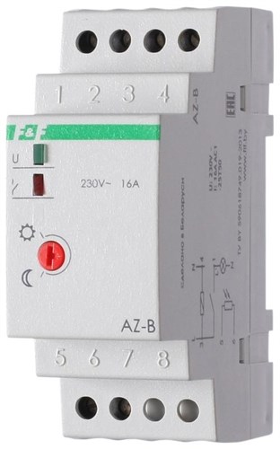 Фотореле AZ-B (выносной герметичный фотодатчик IP65 монтаж на DIN-рейке 2 модуля 230В 16А 1НО IP20)(аналог ФР-7Е) F&F EA01.001.009 253545 - фото 16766919