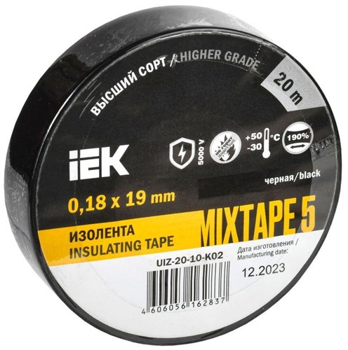 Изолента ПВХ 0.18х19мм черн. (рул.20м) IEK UIZ-20-10-K02 206212 - фото 16767326
