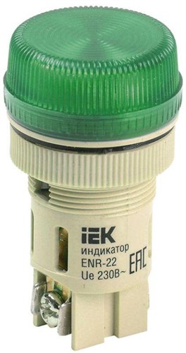Лампа светосигнальная ENR-22 d22мм 240В AC зел. цилиндр неон IEK BLS40-ENR-K06 33762 - фото 16767403
