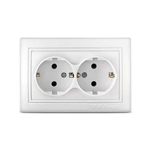 Розетка 2-м СП Севиль 16А IP20 с заземл. бел. UNIVersal С0128 75163 - фото 16767578