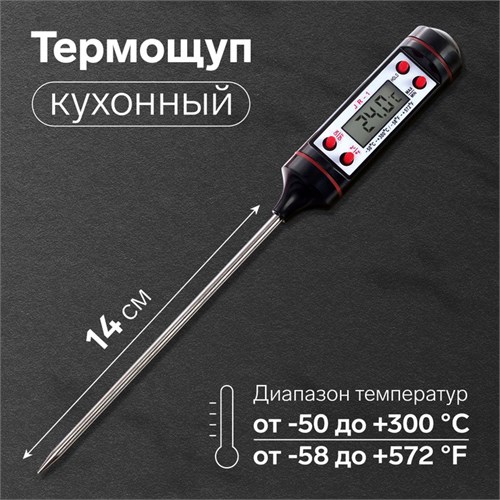 Термощуп кухонный JR-1, электронный, чёрный 1430103 - фото 16776277