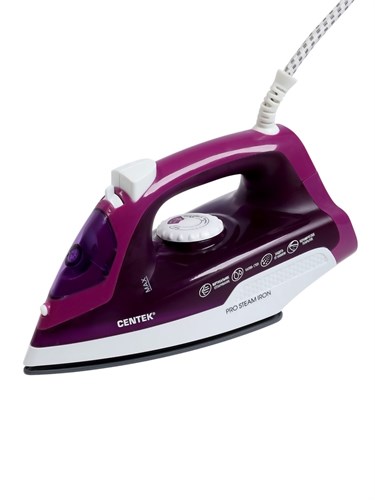 Утюг Centek CT-2348, 1300-1800 Вт, керамическая подошва, 200 мл, фиолетовый 2868511 - фото 16777422
