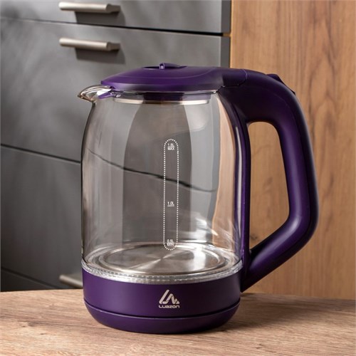 Чайник электрический Luazon LSK-1809, стекло, 1.8 л, 1500 Вт, подсветка, фиолетовый 3894963 - фото 16779679