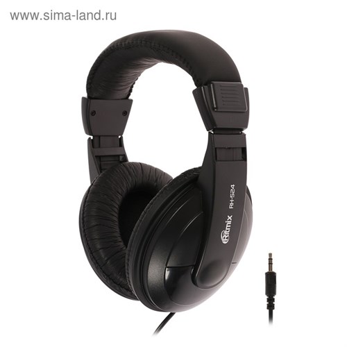 Наушники Ritmix RH-524, полноразмерные, 99 дБ, 32 Ом, 3.5 мм, 2 м, черные 4424514 - фото 16779727
