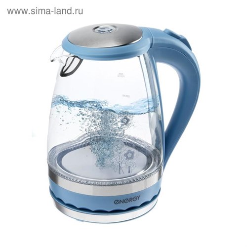 Чайник электрический ENERGY E-279, стекло, 1.5 л, 2200 Вт, голубой 5137438 - фото 16781989
