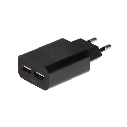 Сетевое зарядное устройство Exployd EX-Z-1420, 2 USB, 2.4 А, черное 9393001 - фото 16788247