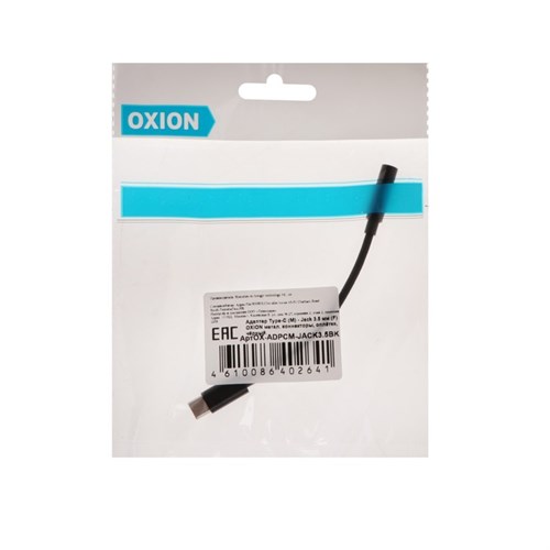 Переходник OXION, с Type-C на Jack 3.5, музыка + гарнитура, черный 9443658 - фото 16788485