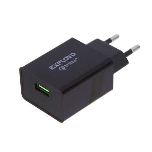 Сетевое зарядное устройство Exployd EX-Z-1146, USB, 3 A, 18 Вт, быстрая зарядка, черное 9598667 - фото 16789822