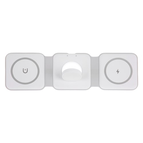 Беспроводное зарядное устройство 3 в 1 A07, 15 W, поддержка MagSafe, складная, белая 9940217 - фото 16795437