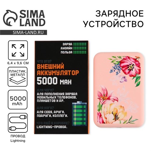 Зарядное устройство «Цветы», 5000мА 10132616 - фото 16796323