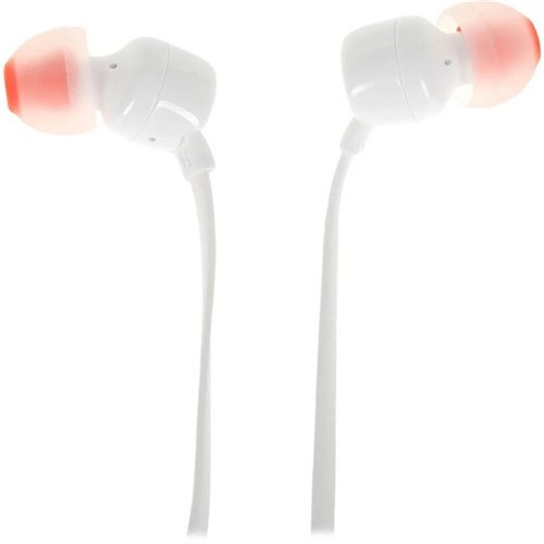 Наушники JBL T110, вакуумные, микрофон, 100дБ, 16 Ом, 3.5 мм, 1.2 м, белые 10348511 - фото 16796434