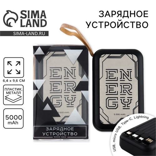Зарядное устройство «Energy», 5000мА, мод. PB-04, 10,4 х 6,4 см 10203983 - фото 16798370