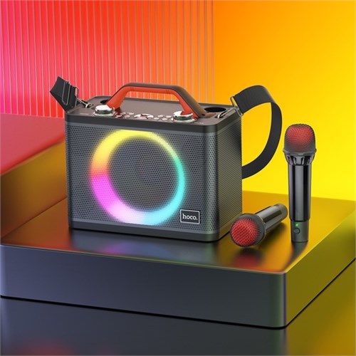 Портативная караоке система Hoco BS57, 25 Вт, ВТ 5.0, RGB-подсветка, 4800 мАч, чёрная 9881857 - фото 16799394