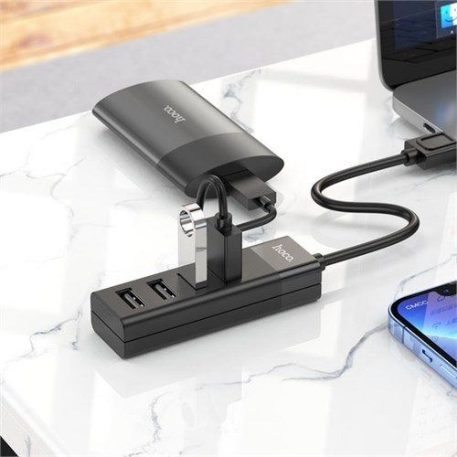 Адаптер Hoco HB25, 4 в 1, USB to USB3.0/USB2.0*3, длина кабеля 30 см, чёрный 9881635 - фото 16800393