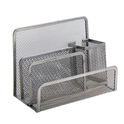 Подставка для канцелярских мелочей 4 отделения, серая, сетка 548714 - фото 16850378