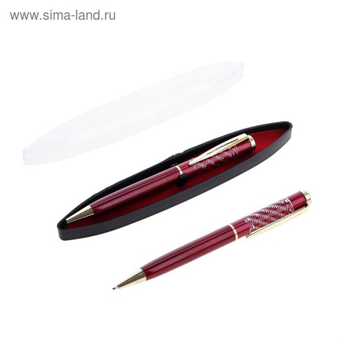 Ручка подарочная, шариковая, в пластиковом футляре, поворотная, "Фрэнсис", бордовый с золотистыми вставками 592359 - фото 16851039