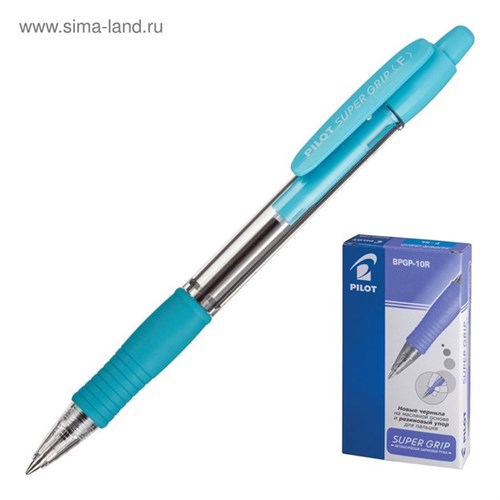 Ручка шариковая автоматическая PILOT Super Grip, резиновый упор, 0.7 мм, масляная основа, стержень синий, корпус голубой 1194452 - фото 16855614