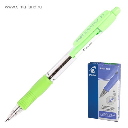Ручка шариковая автоматическая PILOT Super Grip, резиновый упор, 0.7 мм, масляная основа, стержень синий, корпус зелёный 1194451 - фото 16855619