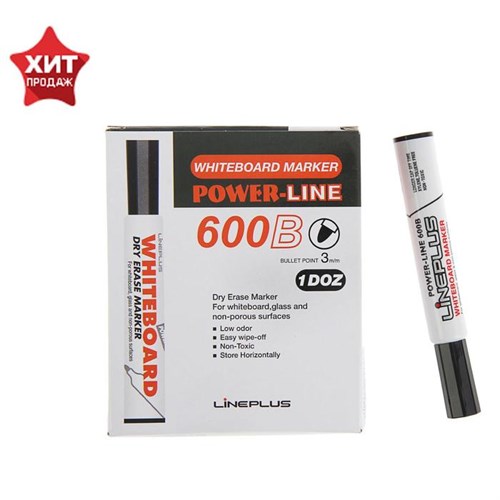 Маркер для доски Line Plus 600B, 3.0 мм, чёрный 1255315 - фото 16855949