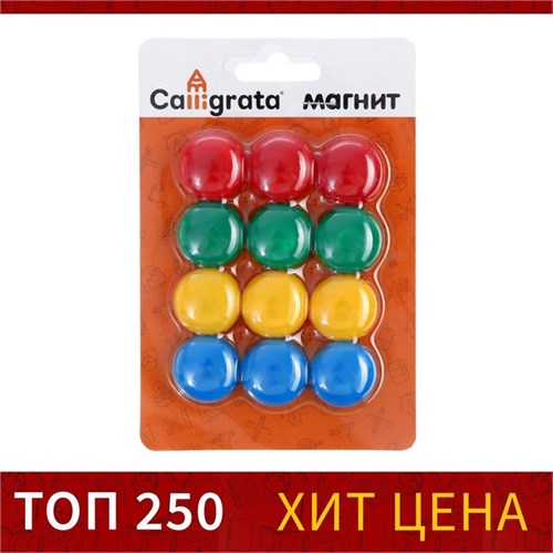 Набор магнитов для доски 12 шт., d - 2 см, блистер, МИКС 1300208 - фото 16857722