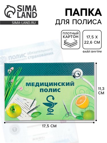 Папка для медицинского полиса "Фрукты", 17,5 х 11,3 см 1391458 - фото 16857858