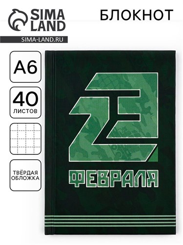 Блокнот "23 февраля", твёрдая обложка, А6, 40 листов 3785853 - фото 16868819