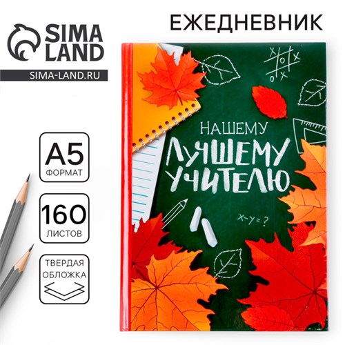 Ежедневник учителя «Нашему лучшему учителю», формат А5, твёрдая обложка картон 7БЦ, 160 листов 4631286 - фото 16874830