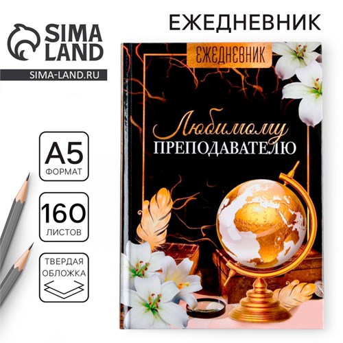 Ежедневник учителя «Учителю: Любимому преподавателю», формат А5, твёрдая обложка картон 7БЦ, 160 листов 4631287 - фото 16874837