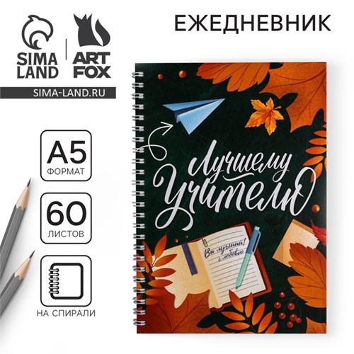 Ежедневник на гребне «Лучшему учителю», формат А5, 60 листов 4744574 - фото 16876993