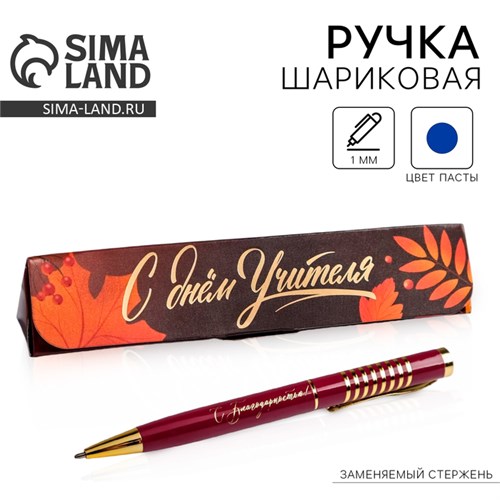 Ручка в подарочном футляре «С Днем Учителя», металл, синяя паста, 1.0 мм 4995843 - фото 16879424