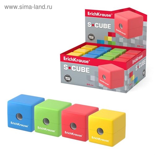 Точилка 1 отверстие с контейнером ErichKrause "S-Cube" с контейнером, МИКС 4 вида 5471672 - фото 16880890