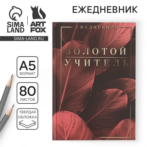 Ежедневник «Учителю: Золотой учитель»,твердая обложка, формат А5, 80 листов 6536400 - фото 16886351