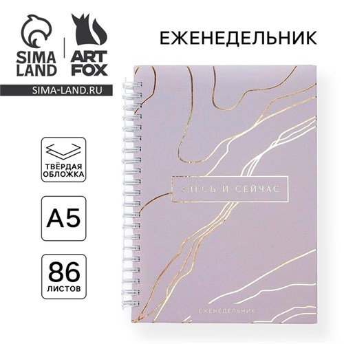 Еженедельник А5, 86 листов «Здесь и сейчас», в твердой обложке с тиснением 6945007 - фото 16887086