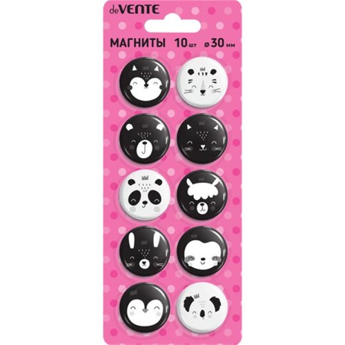 Магниты для досок с дизайном 30 мм, 10 штук, deVENTE, Animal faces, в картонном блистере 6029860 - фото 16887469