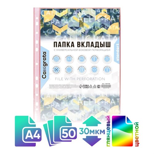 Файл-вкладыш А4, 30 мкм, Calligrata, тонированный, глянцевый, вертикальный, 50 штук, красный 7647728 - фото 16890518