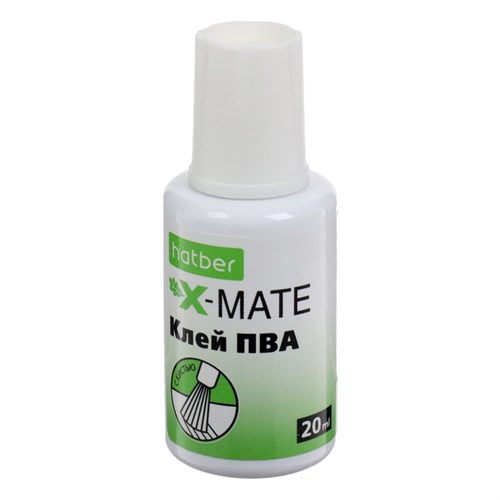 Клей ПВА 20мл, Hatber X-Mate, с кисточкой 9212044 - фото 16895445