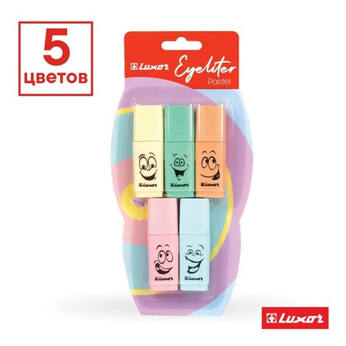 Набор маркеров текстовыделителей Luxor Eyeliter Pastel, 5 штук, 5 цветов, 1.0-4.5 мм, чернила на водной основе, европодвес 9411375 - фото 16897801