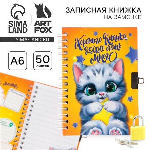 Записная книжка на замочке «Хорошего котика должно быть много», 50 листов. 9378436 - фото 16903861