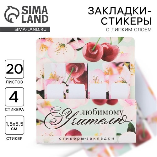 Набор стикеров-закладок «Лучшему учителю», 4 шт., 20 листов 9446520 - фото 16907464