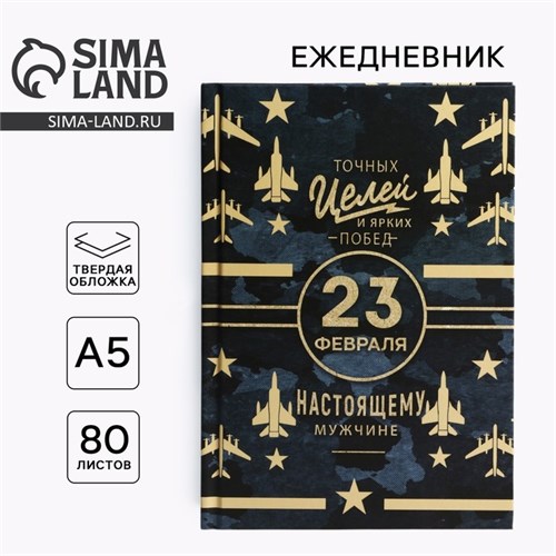 Ежедневник в твердой обложке А5, 80 л «Синий» 10001254 - фото 16913936