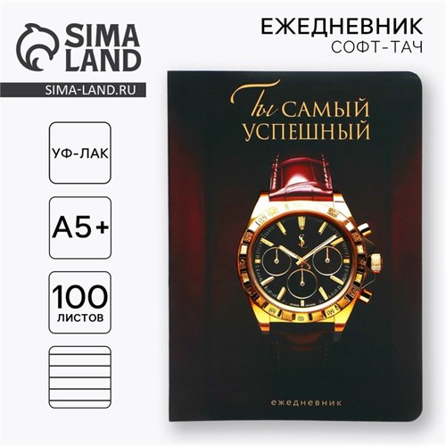 Ежедневник А5+, 100 л. Мягкая обл.Софт-тач «Часы» 10032794 - фото 16916796